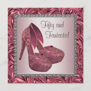 Invitation Chaussure à talon élevé femmes rose 50e anniversai