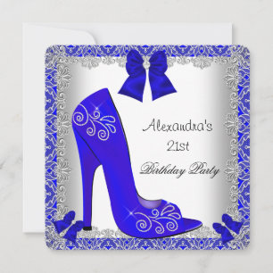 Invitation Chaussure à talon haut bleu pour 21e anniversaire 