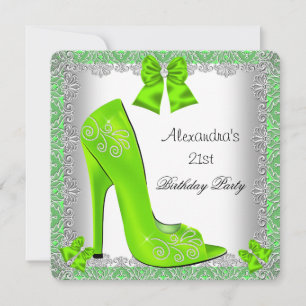 Invitation Chaussure à talon haut lime pour 21e anniversaire 