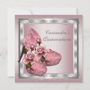 Invitation Chaussure à talon haut Rose rose Quinceanera