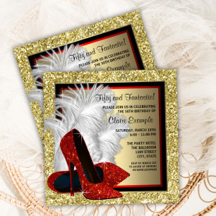Invitation Chaussure à talon haut rouge pour fête d'anniversa