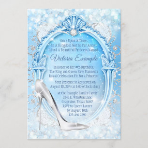 Invitation Chaussure de verre de Cendrillon Fête d'anniversai
