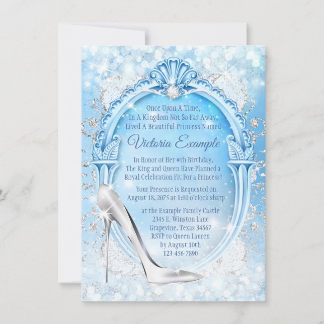 Invitation Chaussure en verre Cendrillon Quinceanera (Devant)