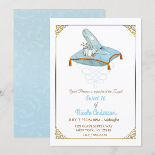 Invitation Chaussure en verre de Cendrillon Élégante Douce 16