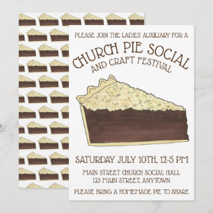 Invitation Chaussure Fly Pie Social Parti Dessert Bake Sale S