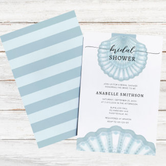 Invitation Chaussure nuptiale moderne Beach Blue Shell