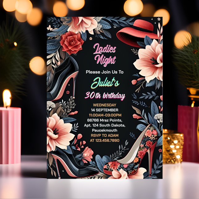 Invitation Chaussure pas chic femme adulte nuit 30e anniversa (Créateur téléchargé)