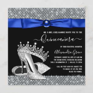 Invitation Chaussure Quinceanera de diadème de diamant de