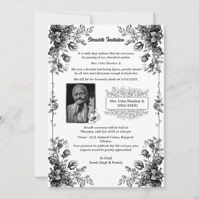 Invitation Chaussure Sandesh Hindu Shraddh (Devant)