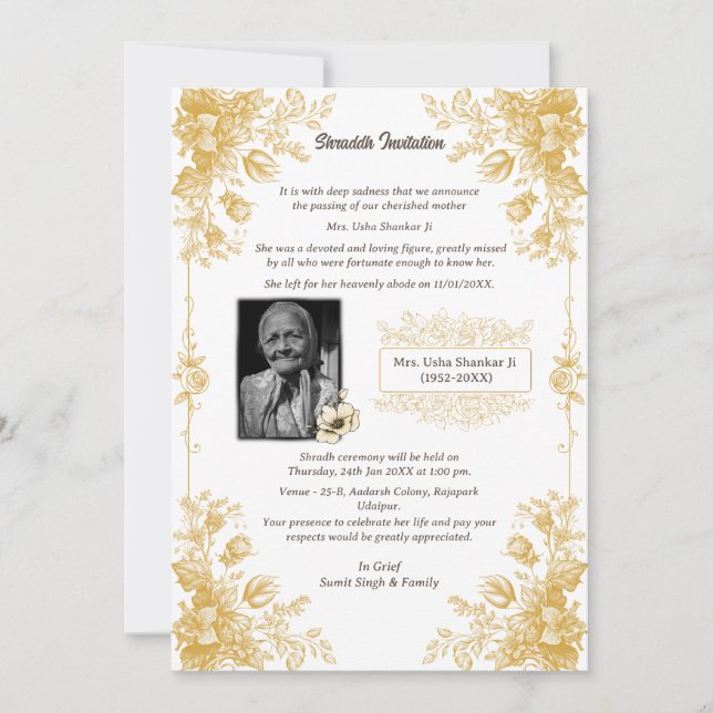 Invitation Chaussure Sandesh Hindu Shraddh (Devant)