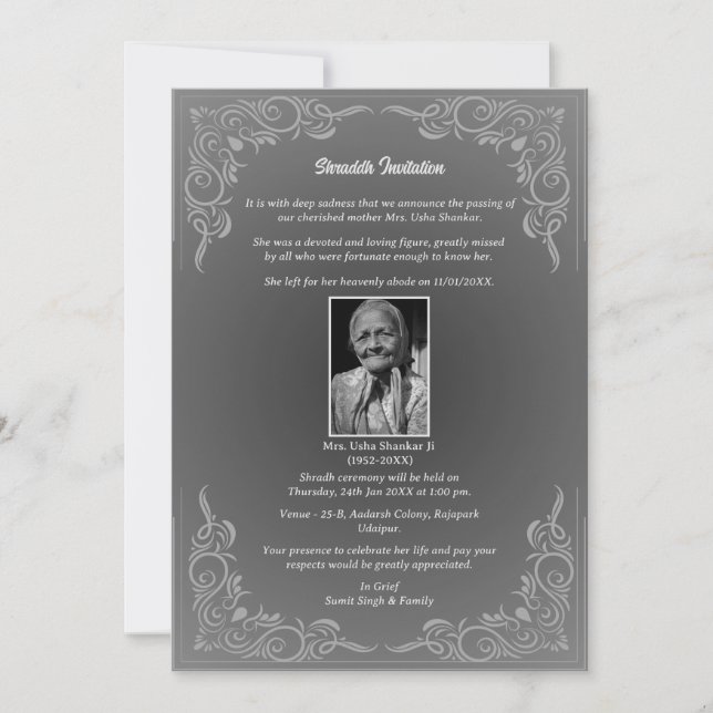 Invitation Chaussure Sandesh Hindu Shraddh (Devant)