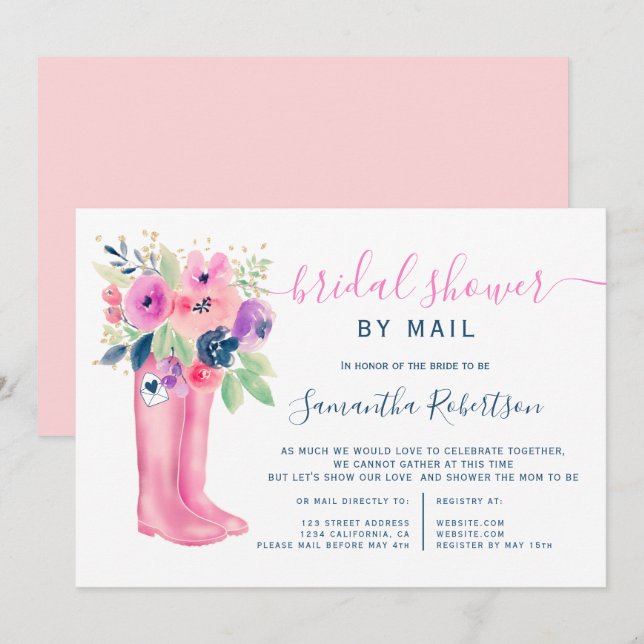 Invitation Chaussures à fleurs automne aquarelle nuptiale dou (Devant / Derrière)