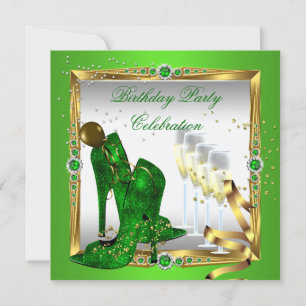 Invitation Chaussures à talon élevé Champagne Vert Or Argent