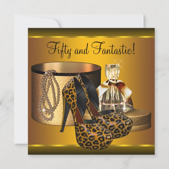 Invitation Chaussures à talon élevé femmes léopard d'or 50e a (Devant)