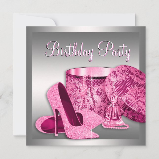 Invitation Chaussures à talon élevé femmes rose fête d'annive (Devant)