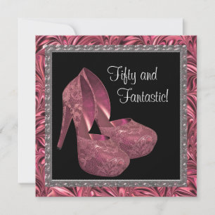 Invitation Chaussures à talon élevé femmes rose noir 50e anni