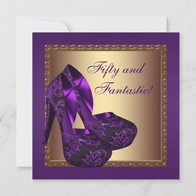 Invitation Chaussures à talon élevé femmes violet 50e fête d' (Devant)