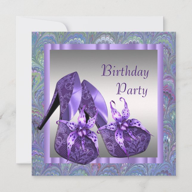 Invitation Chaussures à talon élevé femmes violet fête d'anni (Devant)