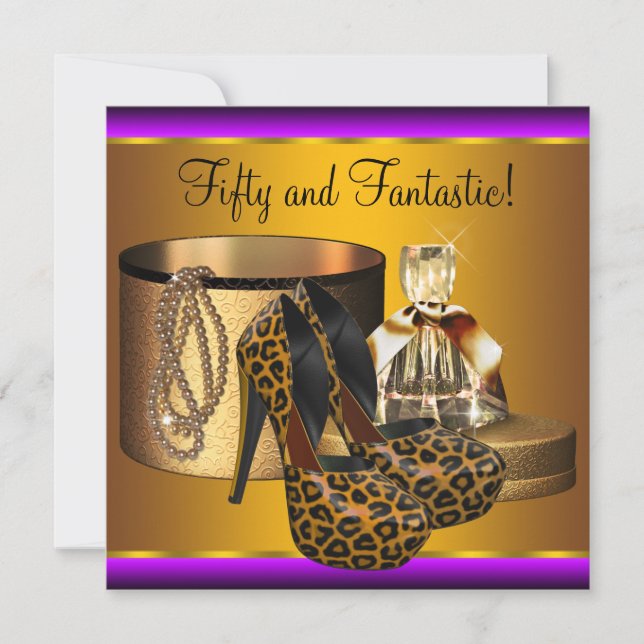 Invitation Chaussures à talon élevé Leopard Gold Womans 50e a (Devant)