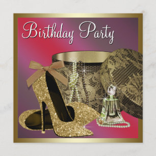 Invitation Chaussures à talon haut perles femmes Anniversaire