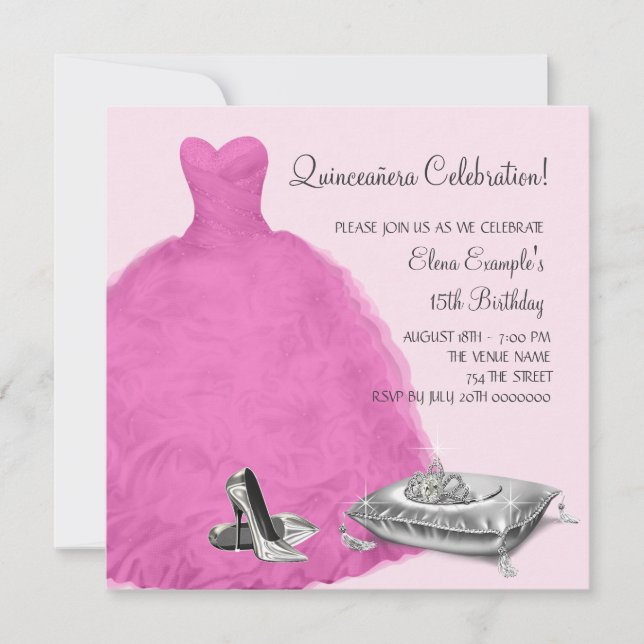 Invitation Chaussures à talon haute rose de balle rose Quince (Devant)