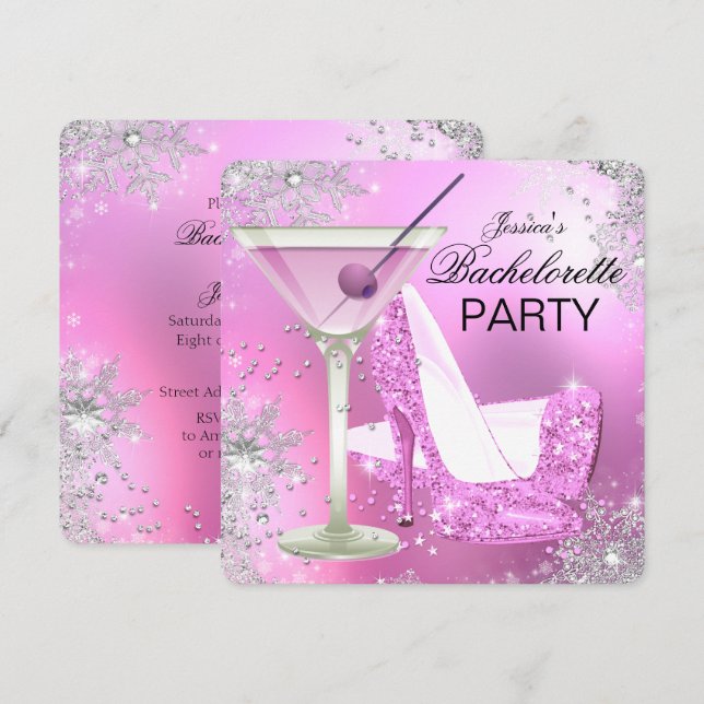Invitation Chaussures à talon rose haut Bachelorette Fête Inv (Devant / Derrière)