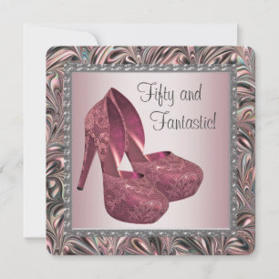 Invitation Chaussures à talon rose haute fête d'anniversaire