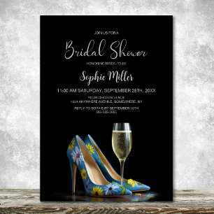 Invitation Chaussures à talons aiguilles florales bleues pour