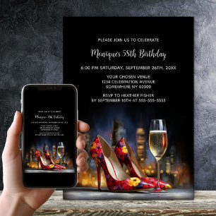 Invitation Chaussures à talons aiguilles florales rouges pour