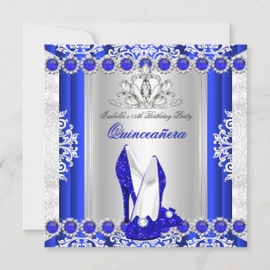 Invitation Chaussures à talons bleues royales pour fête des 1