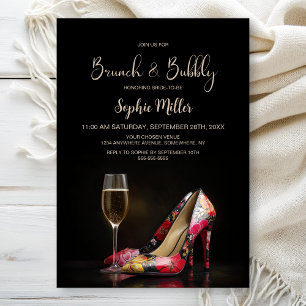 Invitation Chaussures à talons florales rouges Brunch et bull