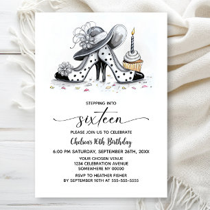 Invitation Chaussures à talons hauts à pois élégantes pour 16