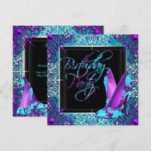 Invitation Chaussures à talons hauts argent sarcelle violet p