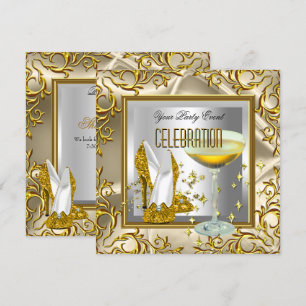 Invitation Chaussures à talons hauts argentées dorées Champag