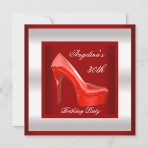 Invitation Chaussures à talons hauts argentées rouges pour fê