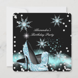 Invitation Chaussures à talons hauts bleu cyan scintillant po