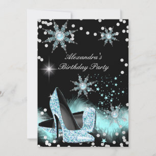 Invitation Chaussures à talons hauts bleu cyan scintillantes 