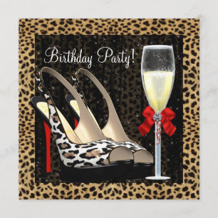 Invitation Chaussures à talons hauts champagne imprimé léopar