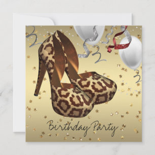 Invitation Chaussures à talons hauts dorées pour femmes, fête