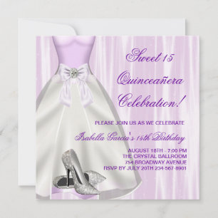 Invitation Chaussures à talons hauts en mauve Quinceanera