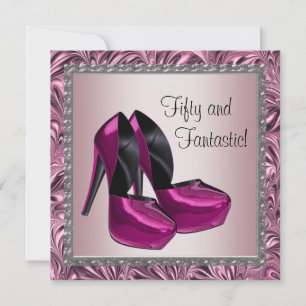 Invitation Chaussures à talons hauts Femme Rose Noir 50e Anni