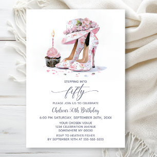 Invitation Chaussures à talons hauts florales roses pour une