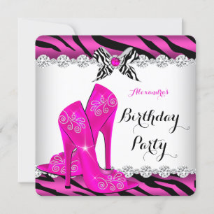 Invitation Chaussures à talons hauts glamour rose vif zébrées