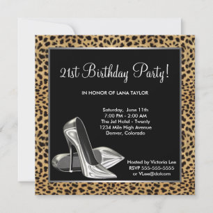 Invitation Chaussures à talons hauts léopard Femme 21e annive