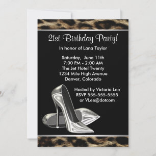 Invitation Chaussures à talons hauts léopard Femmes Fête d'an