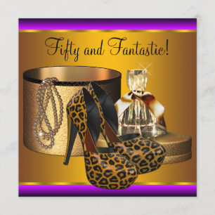 Invitation Chaussures à talons hauts Leopard Gold Womans 50e 