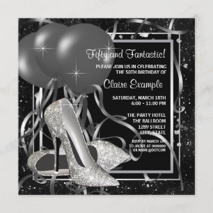 Invitation Chaussures à talons hauts noir et blanc pour la fê
