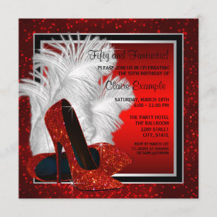 Invitation Chaussures à talons hauts noires et rouges de femm