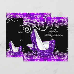 Invitation Chaussures à talons hauts pailletées violettes Dia
