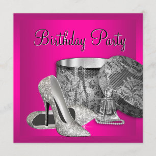 Invitation Chaussures à talons hauts perles femme rose chaud